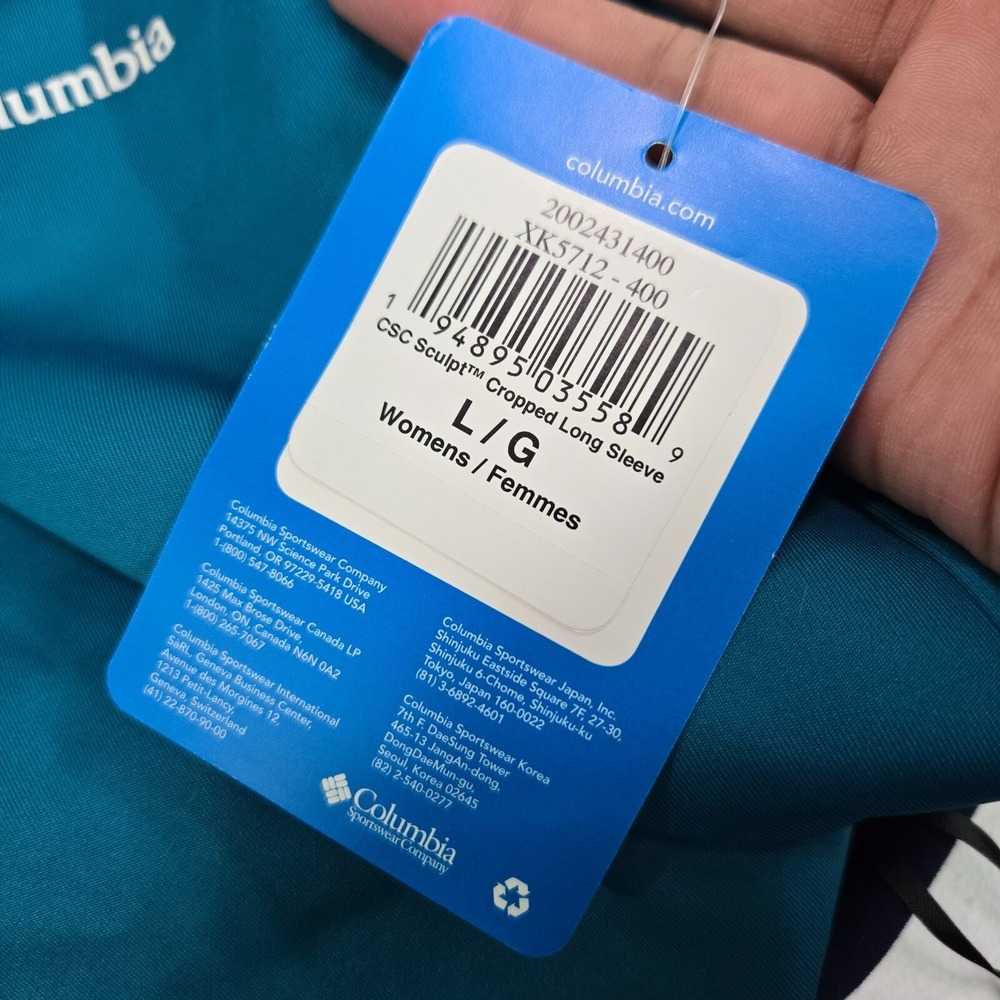 Columbia Women‎ Activewear Top Large Blue Sculpt Training Crop Shirt NWT - Picture 3 of 12